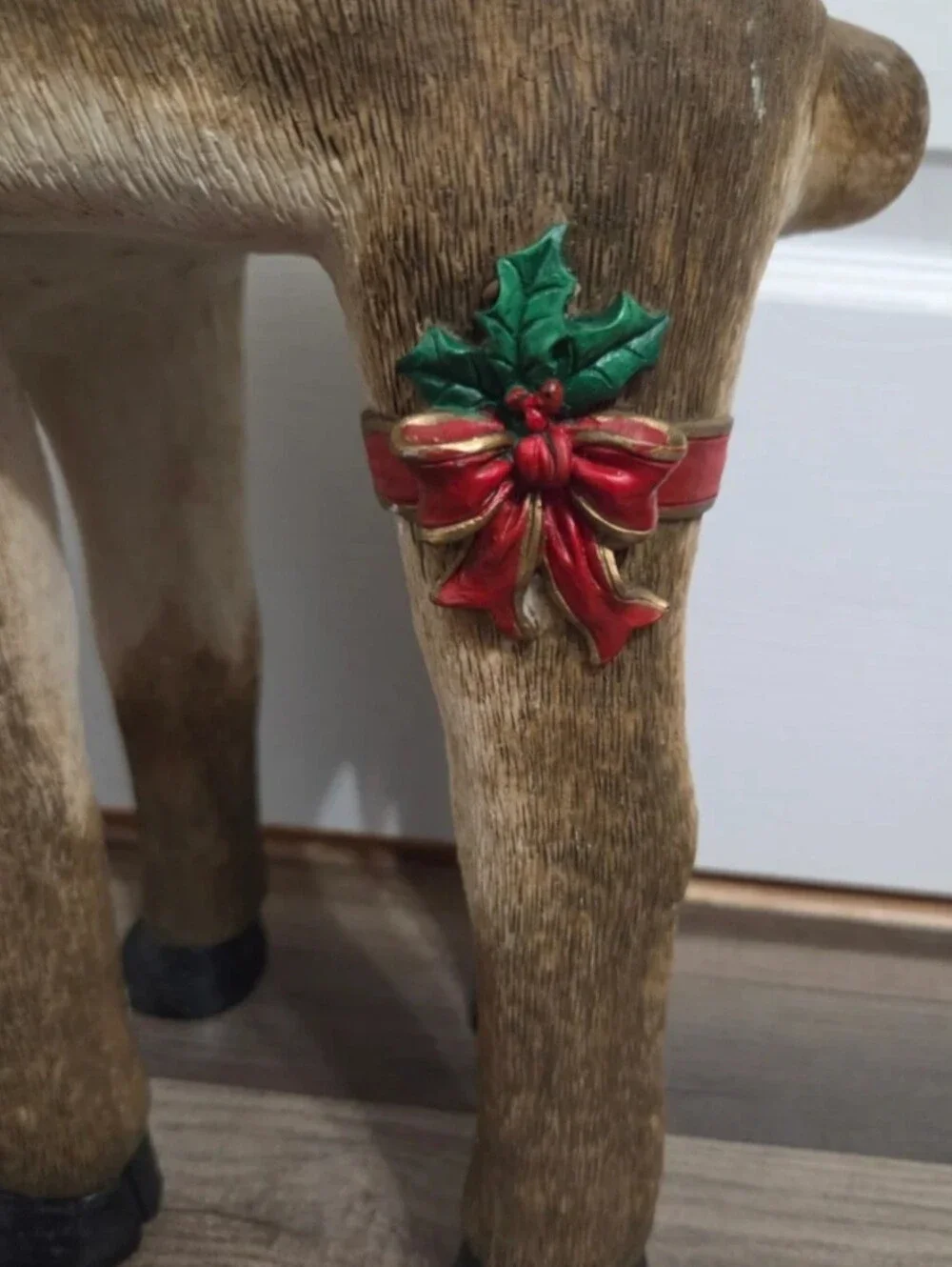 Christmas Deer Sculpted Resin Flat Top Plant Stand Foot Stool Animal Art 11